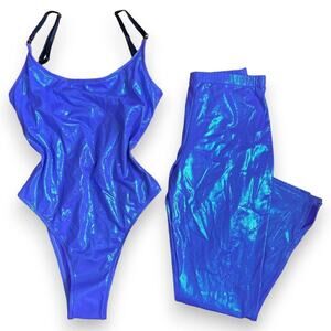Vintage deadstock purple shimmery swimsuit set